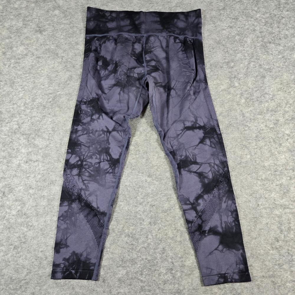 SoulCycle Womens Purple Tie Dye Seamless Mesh Panel Active Leggings L